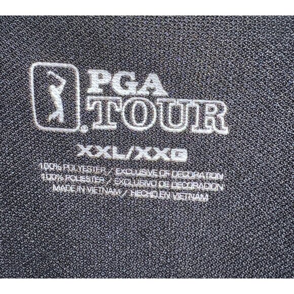 PGA TOUR Men's Polo Shirt XXL Black & Grey Short Sleeve 100% Polyester Golf Top - Picture 2 of 2